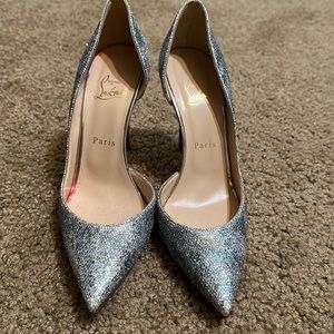 Christian Louboutin Silver Glitter High Heels size 38 used
